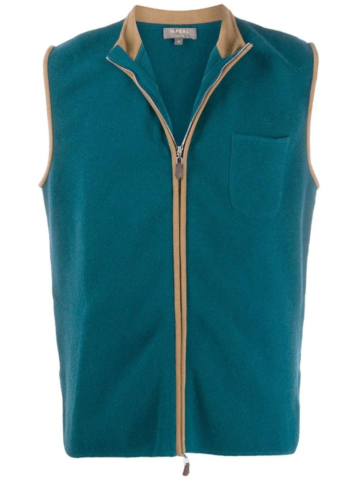 N.peal Milano Suede Trim Gilet - Green