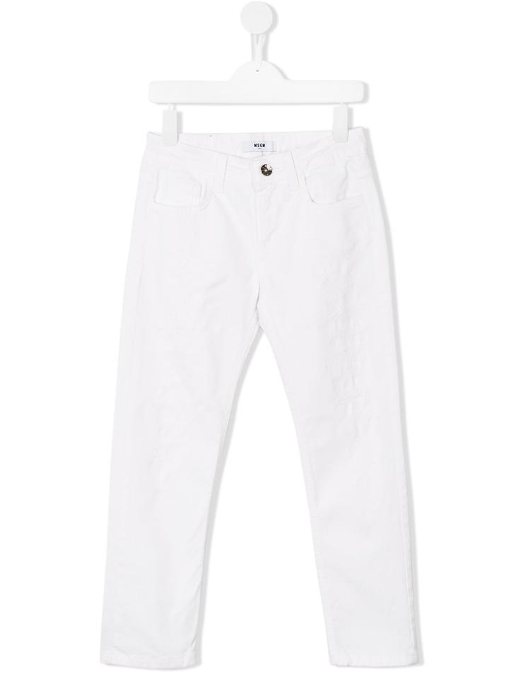 Msgm Kids Slim Fit Jeans, Boy's, Size: 12 Yrs, White