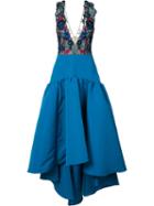 Marchesa Notte - Floral Embroidery & Applique Dress - Women - Polyester - 0, Women's, Blue, Polyester