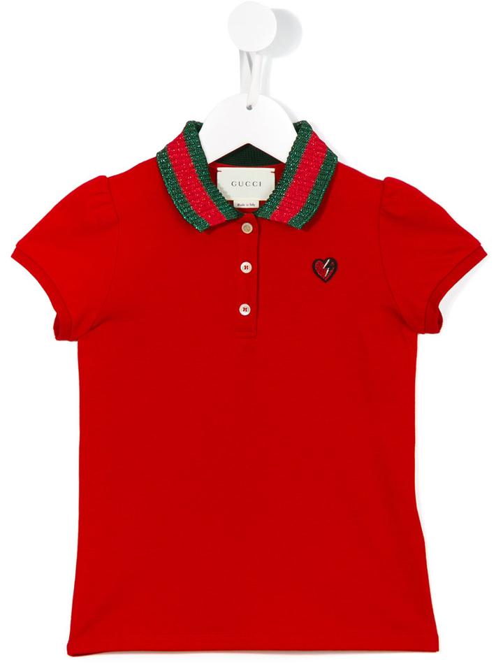 Gucci Kids Contrast Collar Polo Shirt, Girl's, Size: 8 Yrs, Red