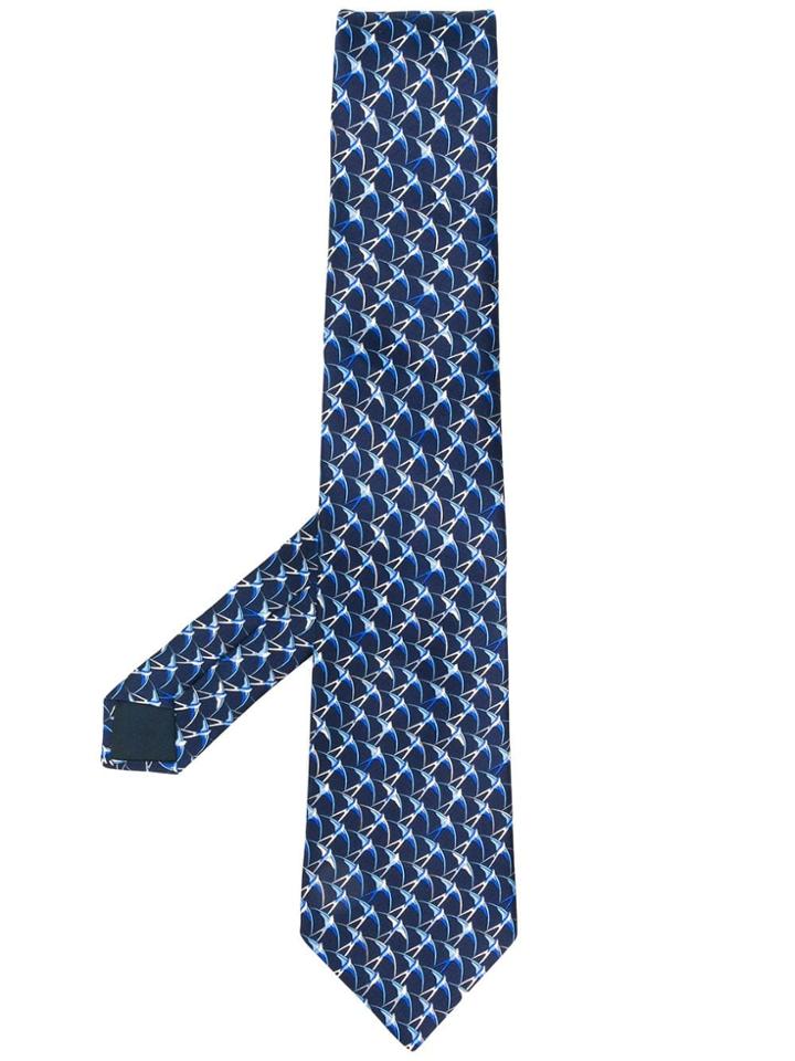 Lanvin Swallow Bird Print Tie - Blue