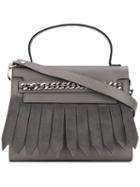 Casadei - Fringed Tote - Women - Calf Leather/satin/calf Suede - One Size, Grey, Calf Leather/satin/calf Suede