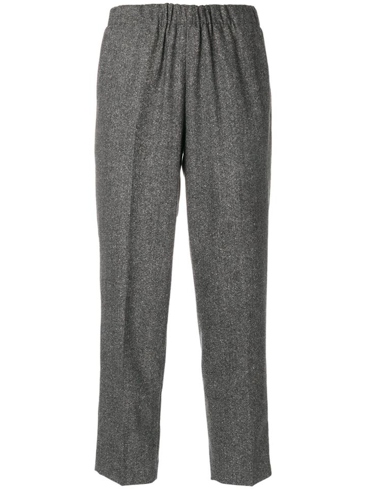 Kiltie Elasticated Cropped Trousers - Black