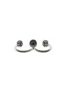 Alexander Mcqueen Skull Double Finger Ring - Silver