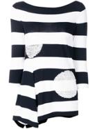 D.exterior Striped Embroidered Circle Jumper - Blue