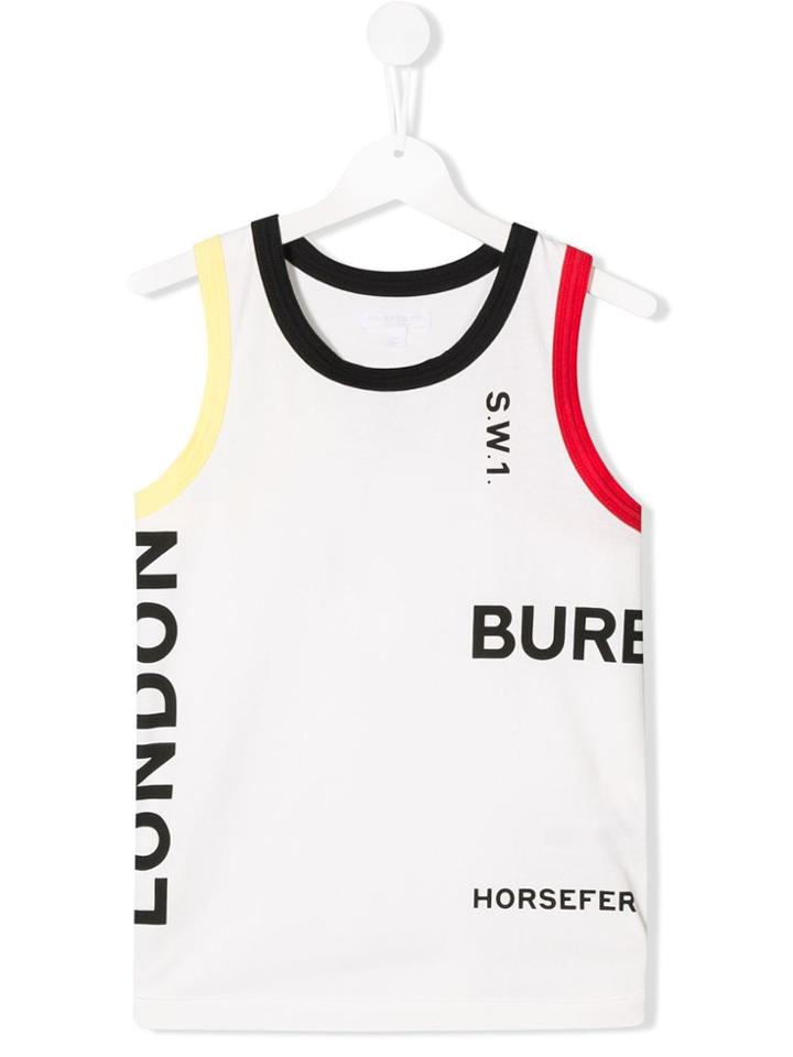 Burberry Kids Teen Logo Print Tank Top - White