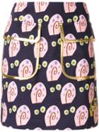 Peter Jensen - Gary-print Double Pocket Skirt - Women - Cotton - M, Blue, Cotton