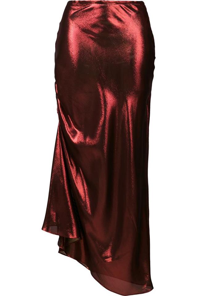 Ellery Ruched Detail Skirt, Women's, Size: 8, Red, Silk/polyester