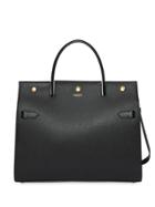 Burberry Medium Leather Title Bag - Black