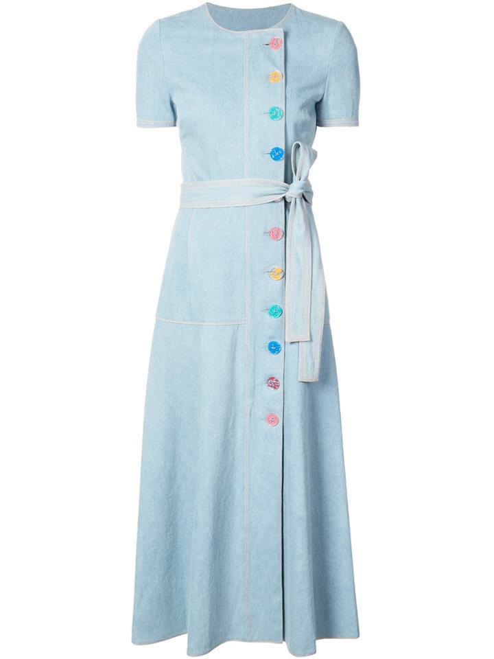 Carolina Herrera Belted Denim Dress - Blue