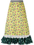 House Of Holland - Ruffle Hem Midi-skirt - Women - Cotton/polyester - 8, Cotton/polyester