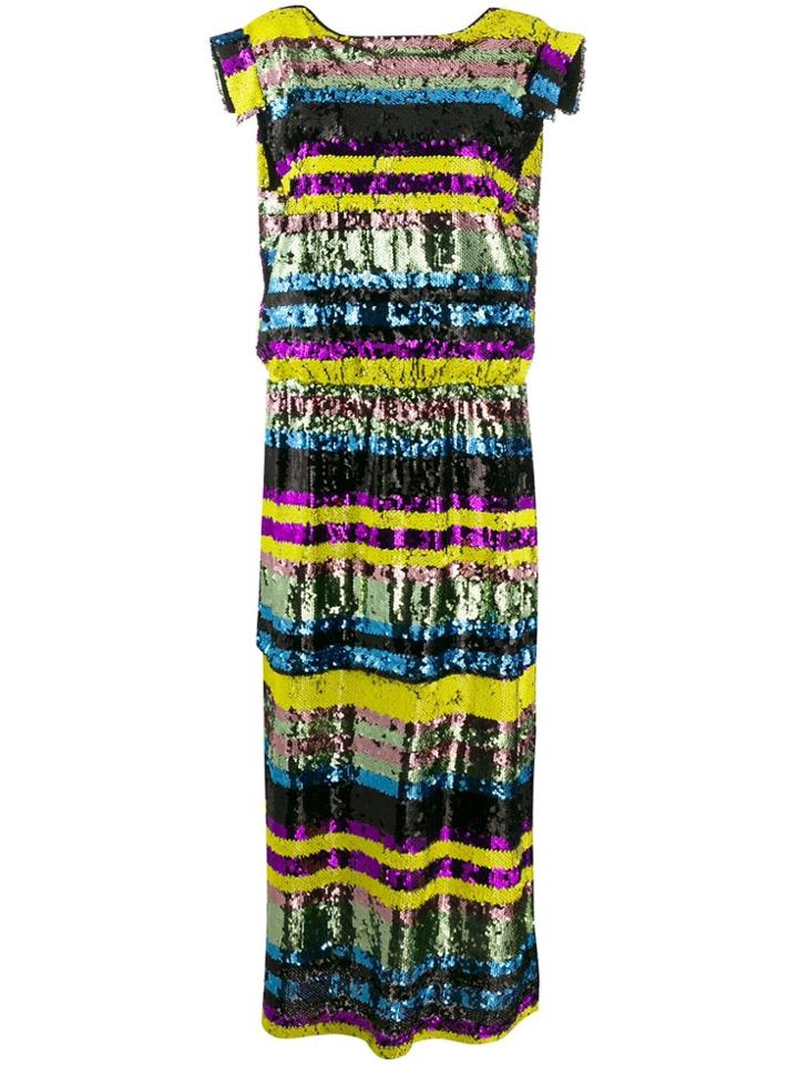 5 Progress Striped Sequin Dress - Black