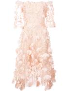 Marchesa Notte 3d Appliqué Flower Dress - Pink