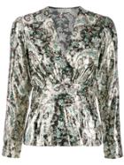Sandro Paris Patterned V-neck Blouse - Gold