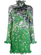 Givenchy Pleated Ruffle Dress - Green