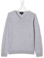 Emporio Armani Kids Long-sleeve Fitted Sweater - Grey