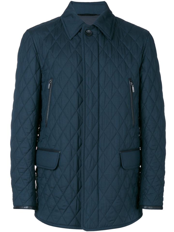 Brioni Flap Pockets Quilted Jacket - Blue