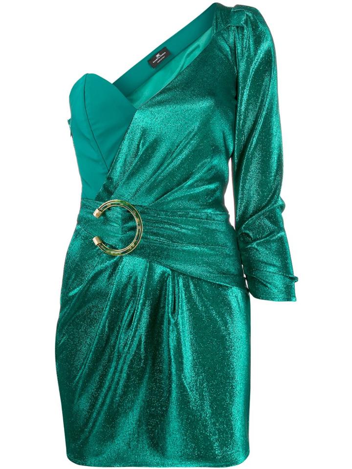 Elisabetta Franchi One Shoulder Mini Dress - Green