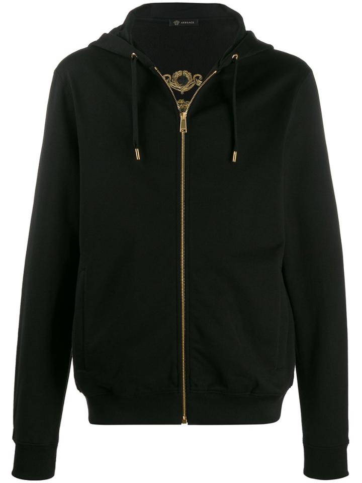 Versace Embroidered Medusa Zipped Hoodie - Black