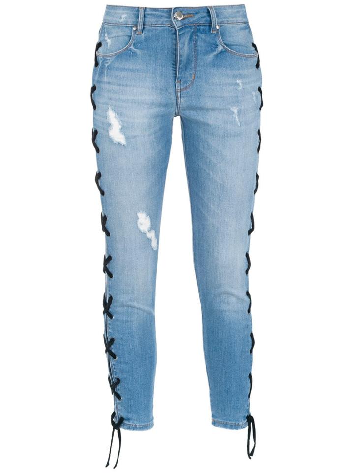 Amapô Calça Skinny Cropped Lace - Blue
