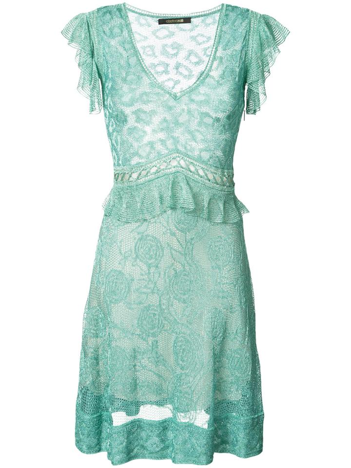 Roberto Cavalli V-neck Semi-sheer Dress - Green