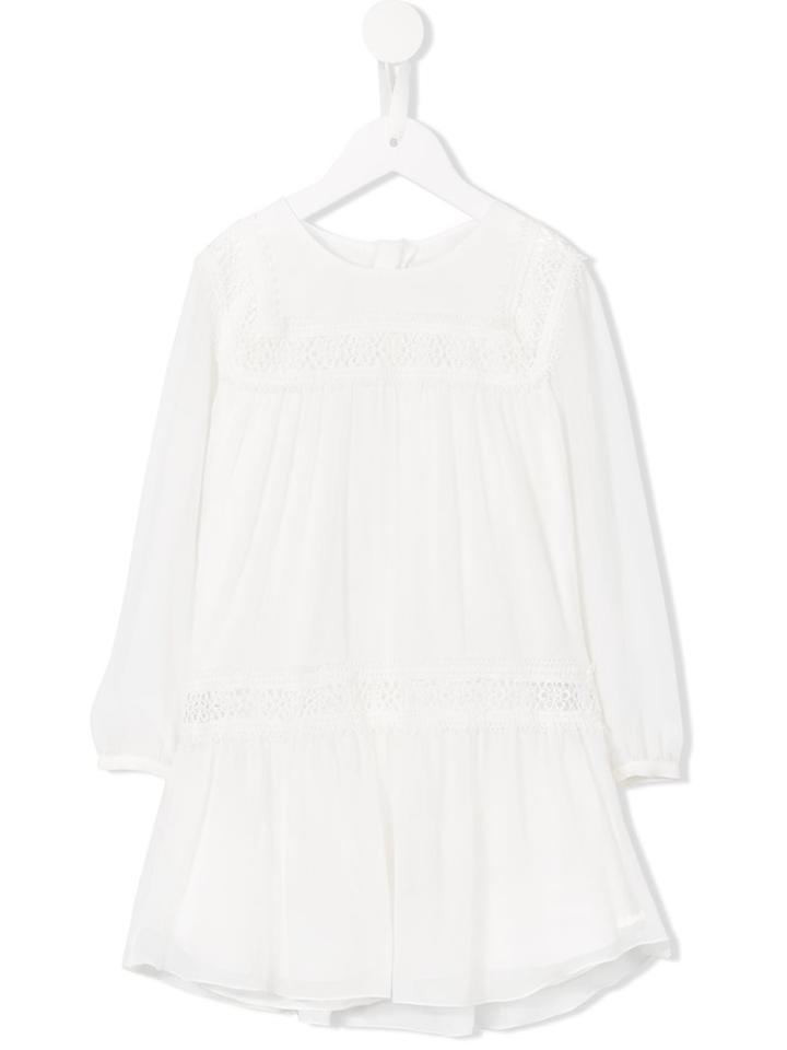 Chloé Kids Embroidered Dress, Girl's, Size: 8 Yrs, White
