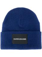 Ck Calvin Klein Logo Patch Beanie - Blue