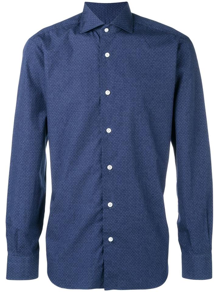 Barba Printed Button Down Shirt - Blue