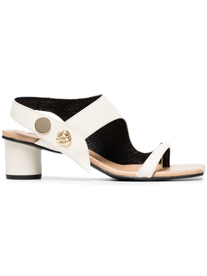 Reike Nen Cream Embellished 40 Leather Sandals - Nude & Neutrals