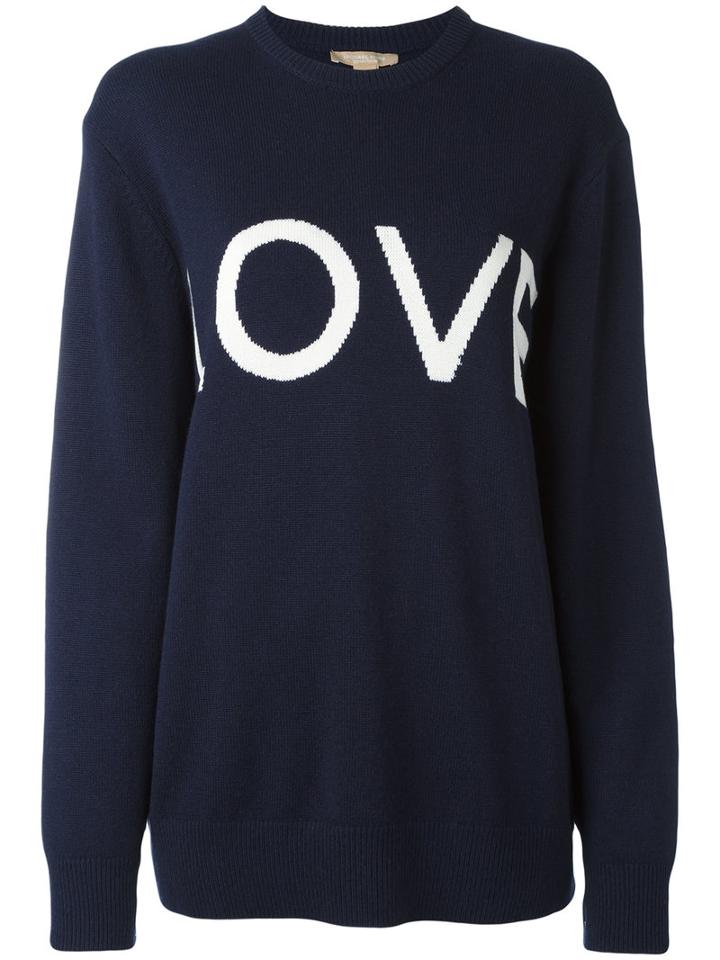 Michael Kors 'love' Pattern Jumper, Women's, Size: Xs, Blue, Cotton/cashmere