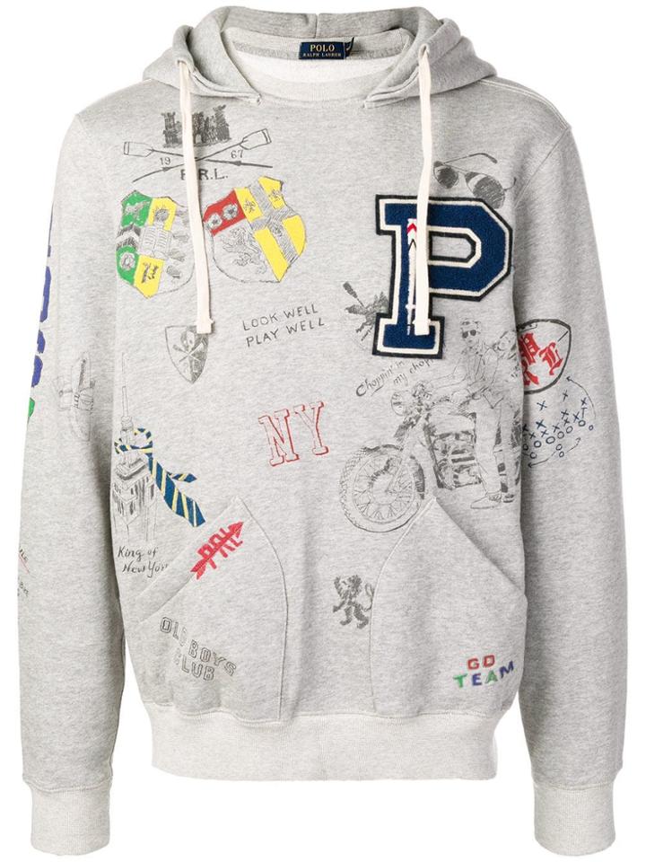 Polo Ralph Lauren Collegiate Printed Hoodie - Grey