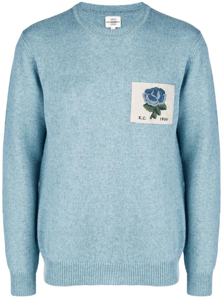 Kent & Curwen Floral Patch Long-sleeve Sweater - Blue