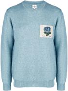 Kent & Curwen Floral Patch Long-sleeve Sweater - Blue
