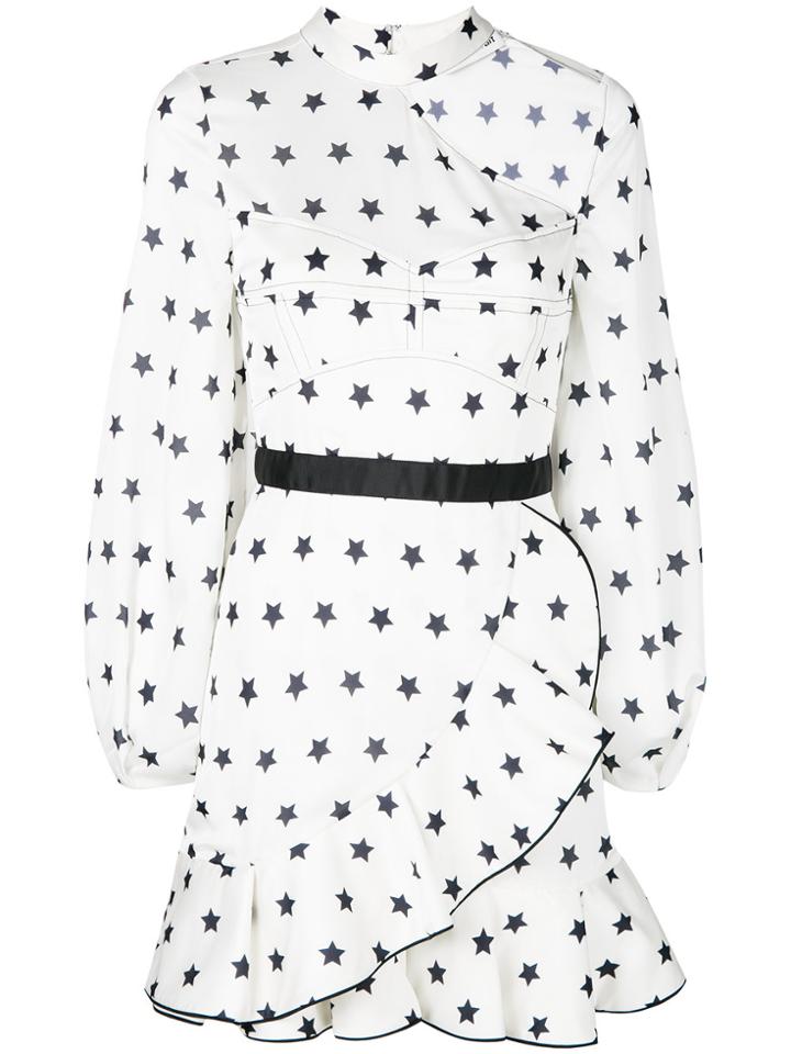 Self-portrait Star Print Wrap Dress - White