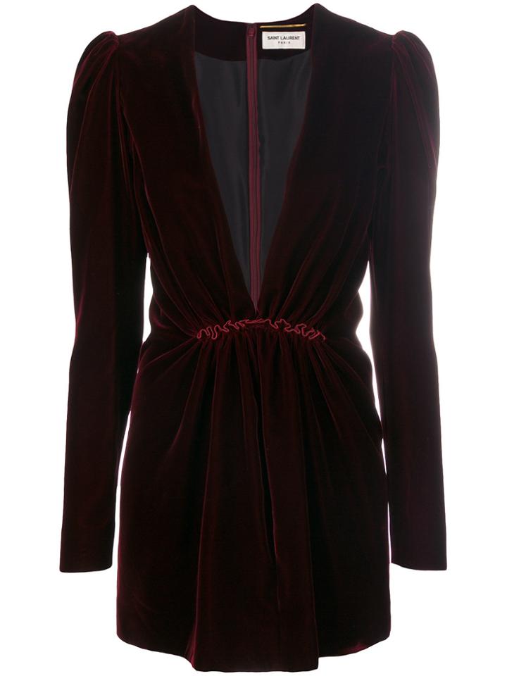 Saint Laurent Plunge Mini Dress - Pink & Purple