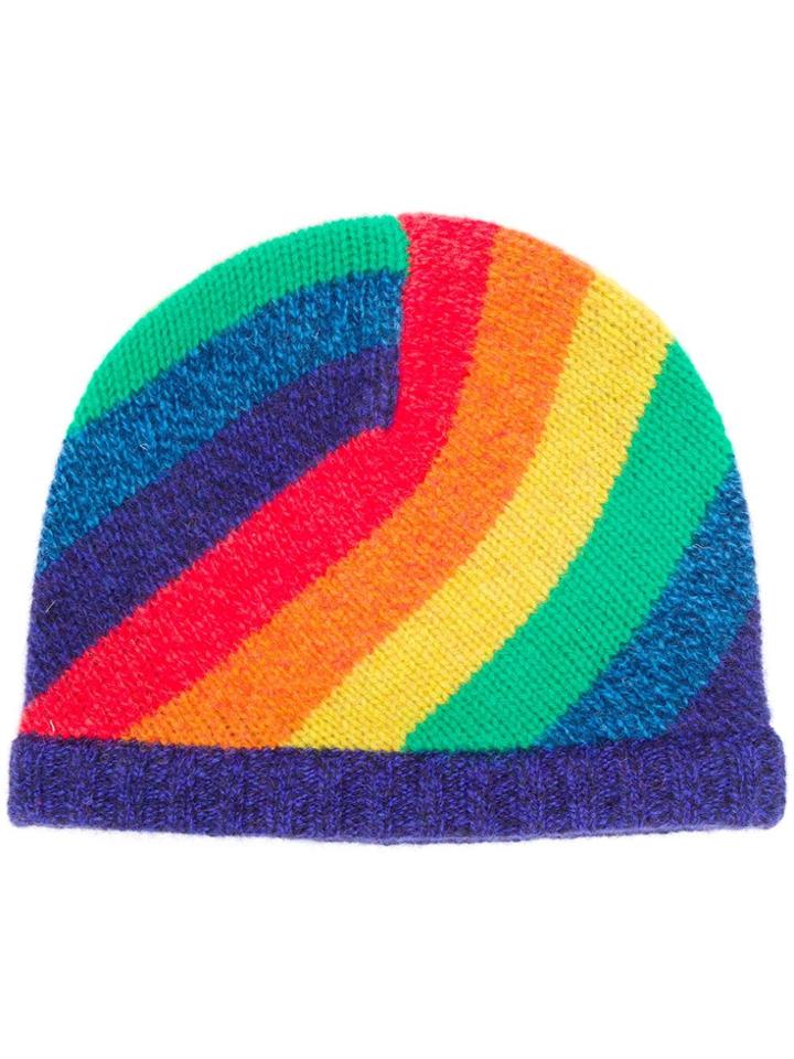 Acne Studios Rainbow Striped Beanie - Blue
