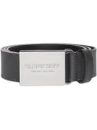 Burberry Plaque Buckle London Check And Leather Belt - Grey