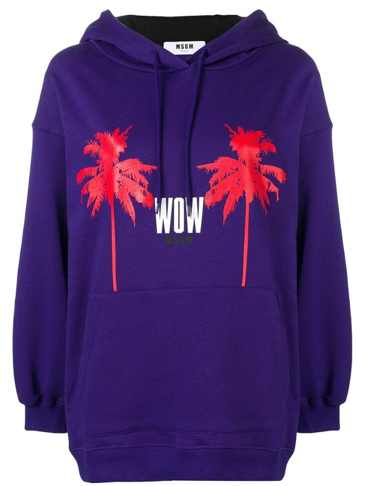 Msgm Printed Hoodie - Purple