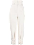 Alberta Ferretti High-waist Paperbag Trousers - White