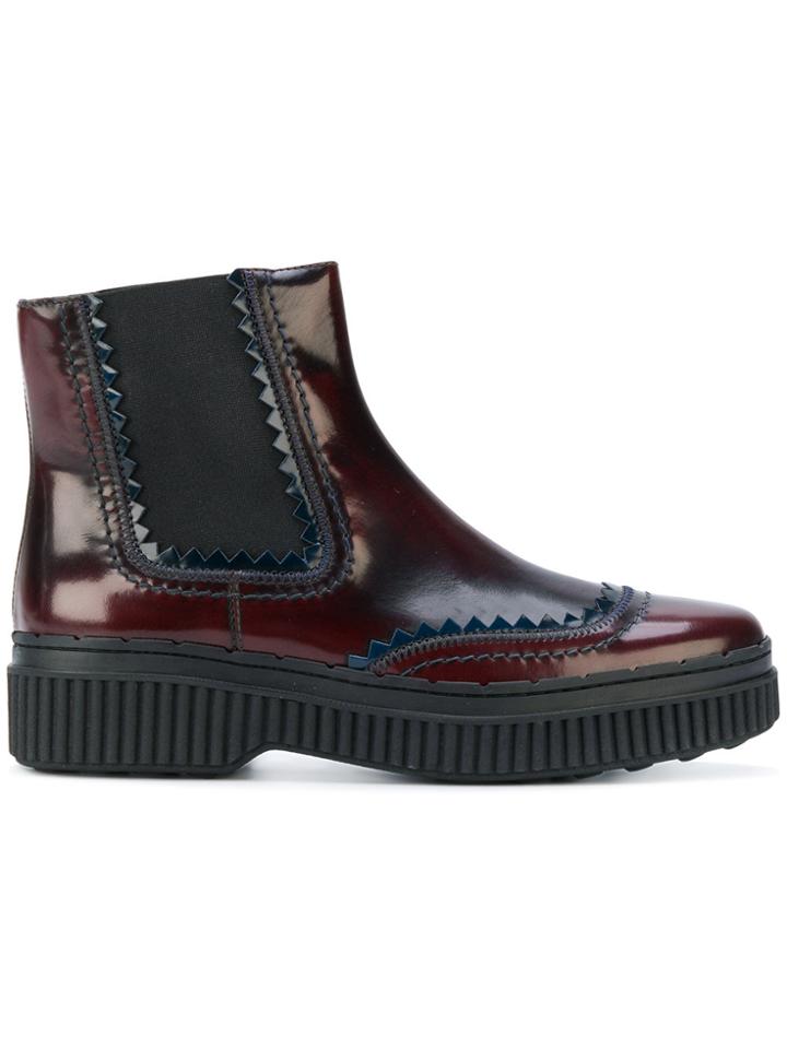 Tod's Flatform Chelsea Boots - Red