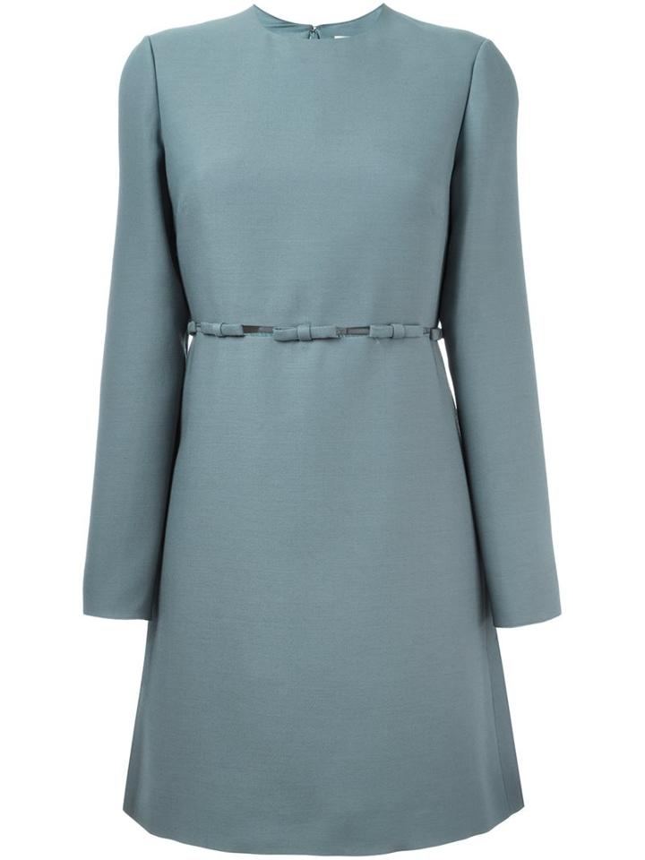 Valentino Bow Detailed Crepe Couture Dress, Women's, Size: 40, Blue, Silk/polyamide/virgin Wool