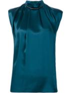 Lanvin Ruffled Neck Sleeveless Blouse, Women's, Size: 42, Green, Silk