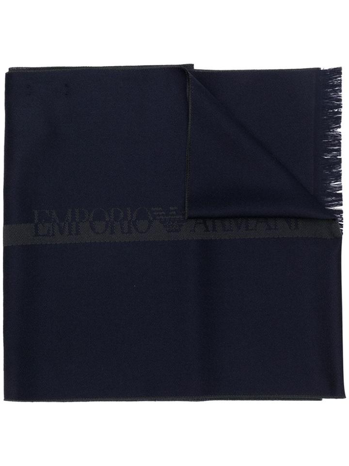 Emporio Armani Logo Print Scarf - Blue