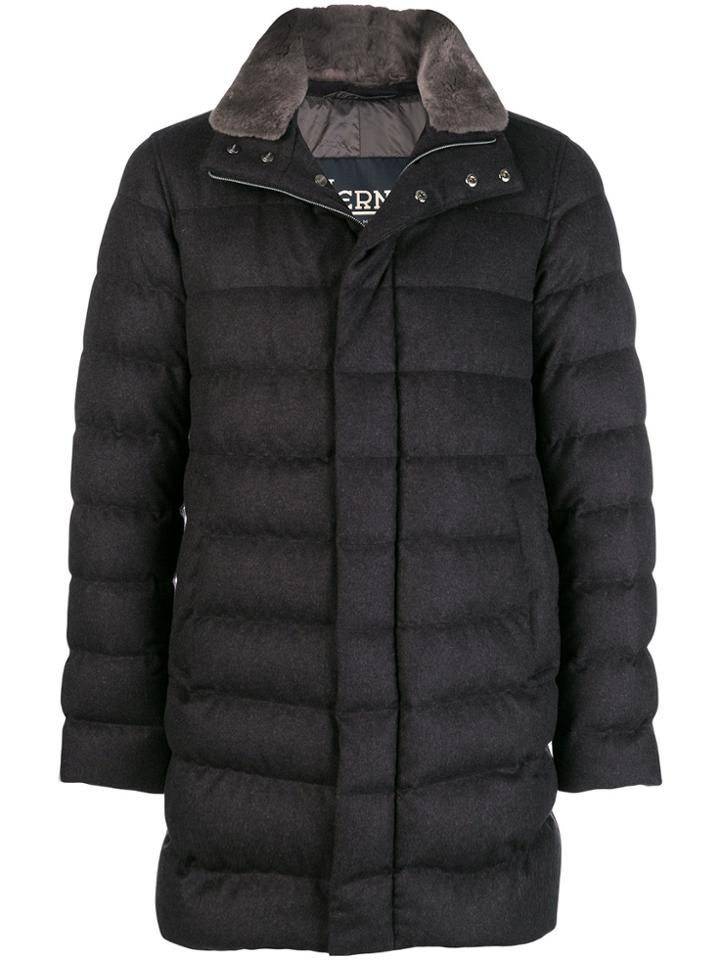 Herno Fur-trimmed Padded Coat - Grey
