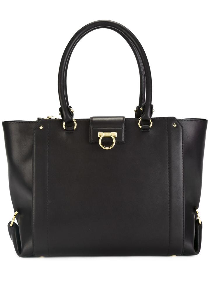 Salvatore Ferragamo Gancio Clasp Tote Bag - Black