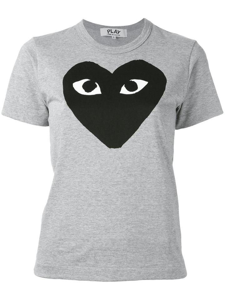 Comme Des Garçons Play - Heart Print T-shirt - Women - Cotton - M, Women's, Grey, Cotton