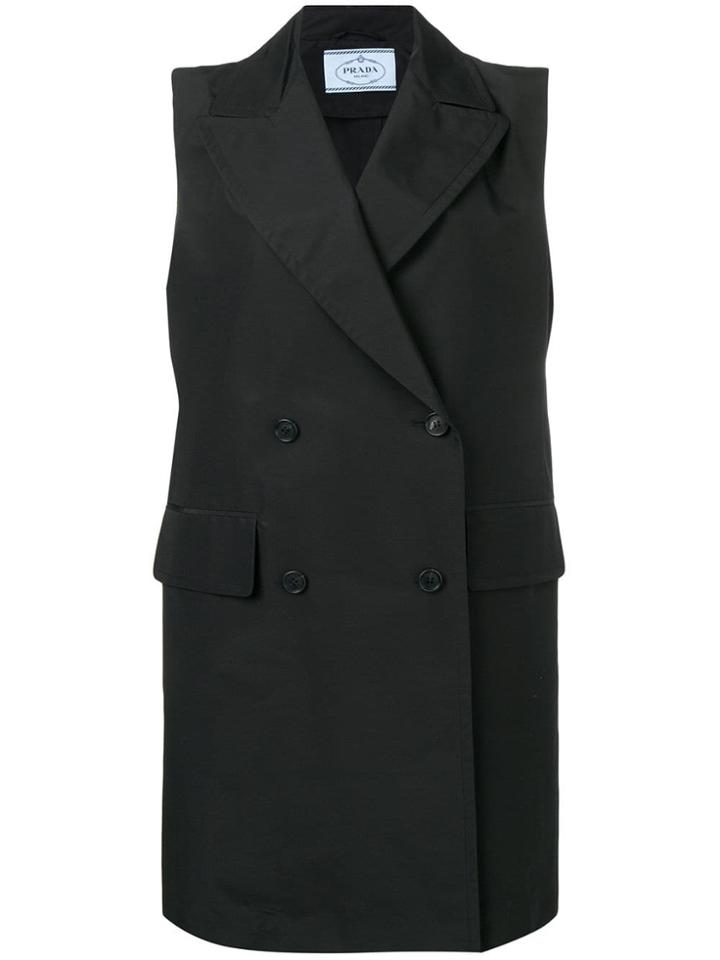 Prada Oversized Sleeveless Coat - Black