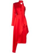 Matériel One Shoulder Silk Midi-dress - Red
