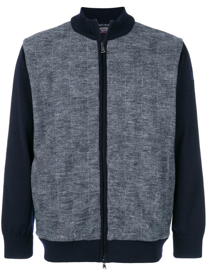 Paul & Shark Tweed Panel Zip Cardigan - Blue