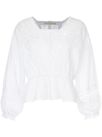 Ne Quittez Pas Lace Detail Flared Blouse - White